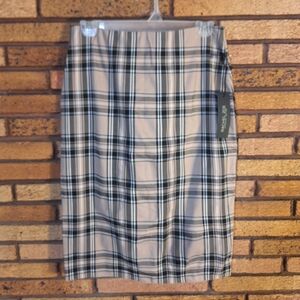 NWT Rachel Zoe XS Plaid Pencil Skirt in Black and Tan
